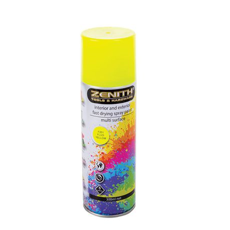 Zenith Fluorescent Spray Paint - Yellow 300ml - Tool&home