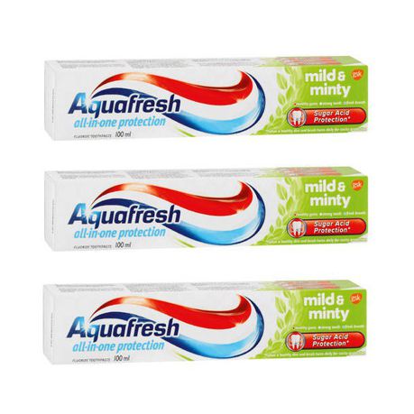 Aquafresh - All-In-One Fluoride Toothpaste Mild & Minty (3 x 100ml ...