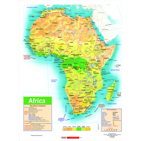 Parrot Magnetic Wall Map - Africa General Educational (1500 x 1200mm ...