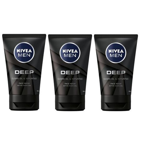 Nivea Men - Deep Face Wash - Clears Oil and Impurities (3 x 100ml ...