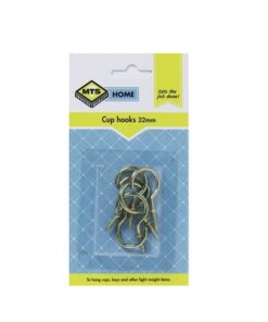 MTS Home Cup Hooks 32mm Brass 6Pc