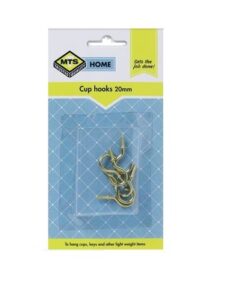 MTS Home  Cup Hooks 20mm Brass 6 Pieces