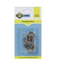 MTS Home  Cup Hooks 38mm Brass 6 Pieces
