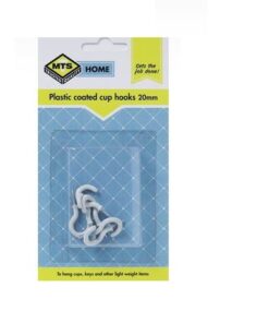 MTS Home  Cup Hooks 20mm P/Coated 6 Pieces