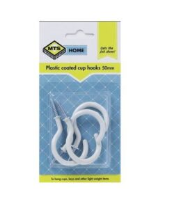 MTS Home  Cup Hooks 50mm P/Coated 4 Pieces