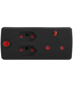 Electricmate 1x16Amp+2x5Amp 3 Pin Adaptor Black