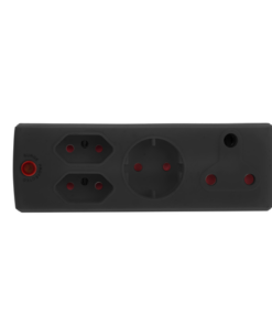 Electricmate 1X16AMP+1XSKO+2x5 3 Pin Adaptor - Black