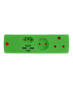 Electricmate 1X16+1xSKO+1x5 3Pin+2.1 USB Adaptor Green