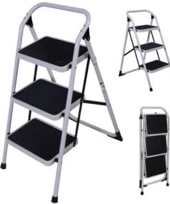 Ladder - Portable 3 Step Folding Ladder - Folding, Non Slip and Stable
