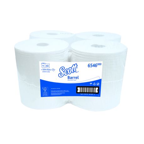 Scott - Barrel / Centrefeed Rolled Hand Paper Towels - Pack of 4 Rolls ...