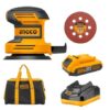 Ingco- Orbit Sander with 5 x Sandpapers, Battery, Charger & Canvas Tool Bag - Image 5