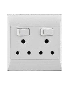 Socket 16A 4X4 Double White E/Mate