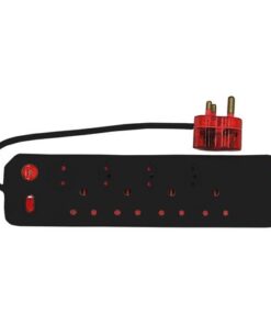 Electricmate 8 Way Single Switch High Level Surge Multiplug Black