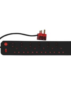 Electricmate 12 Way Single Switch High Level Surge Multiplug Black