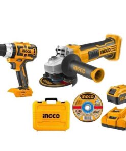 Ingco - Cordless Angle Grinder in Carry Case Kit + Brushless Impact Drill