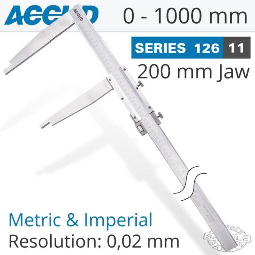Vernier caliper 1000mm 0.08mm acc. 200mm 0.02mm grad s/steel