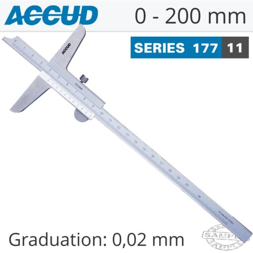 Vernier depth caliper  200mm 0.03mm acc. 0.02mm grad. s/steel