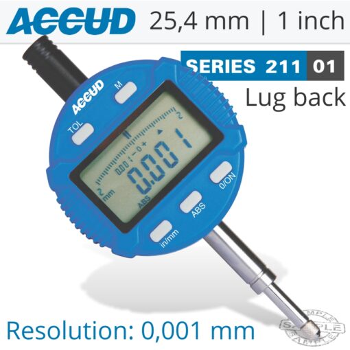 Digital indicator lug back 25.4mm/1'