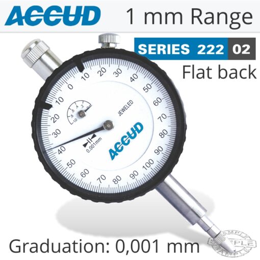 Dial indicator 1mm 0.001mm grad. flat back