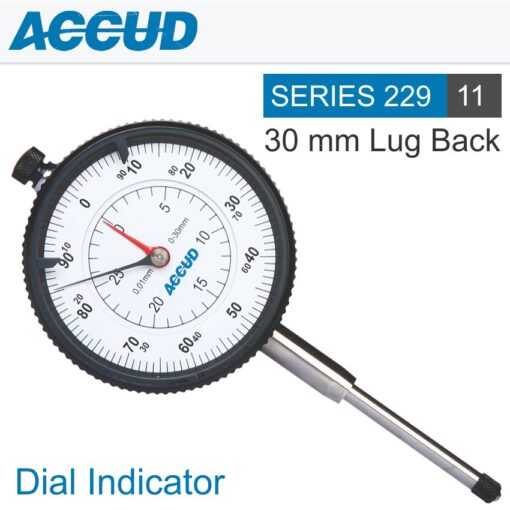 Dial indicator 30mm 0.01mm grad. lug&flat back