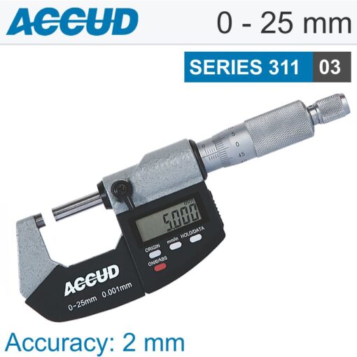 Digital outside micrometer 0-25mm 0.001m