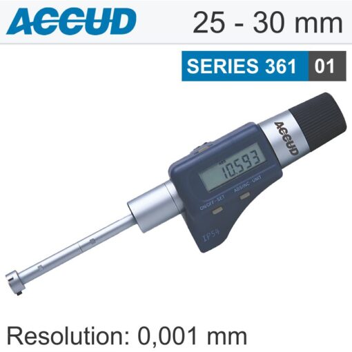 Dig. 3 points inside micrometer 25-30mm 0.004mm acc. 0.001mm res.