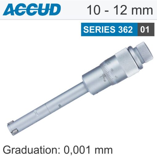 3 points inside micrometer 10-12mm 0.004mm acc. 0.001mm grad.