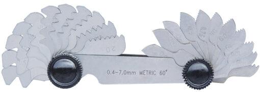 Pitch gauge 0.4-7mm 22 leaves metric 60deg. screw 0.07mm acc.