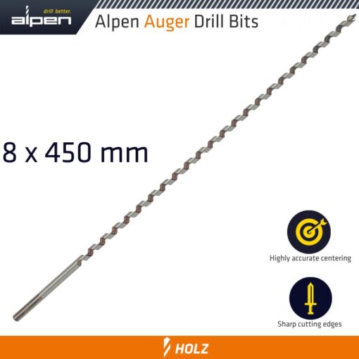 Wood auger drill bit 8 x 450mm