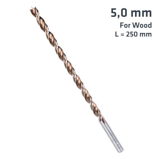 Wood twist drill bit l=250 5.0 sleeved