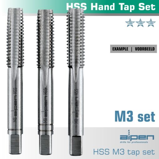 Hand tap set in pouch m3 hss 0.5mm pitch