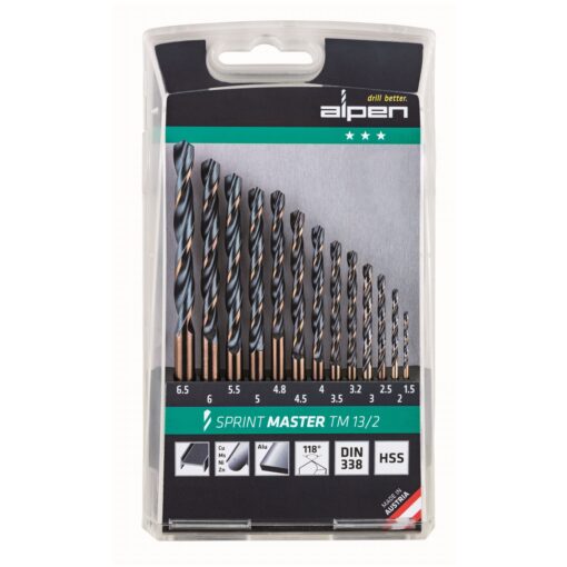 Hss sprint master drill bit set 13 piece  1.5-6.5 3.2+4.8