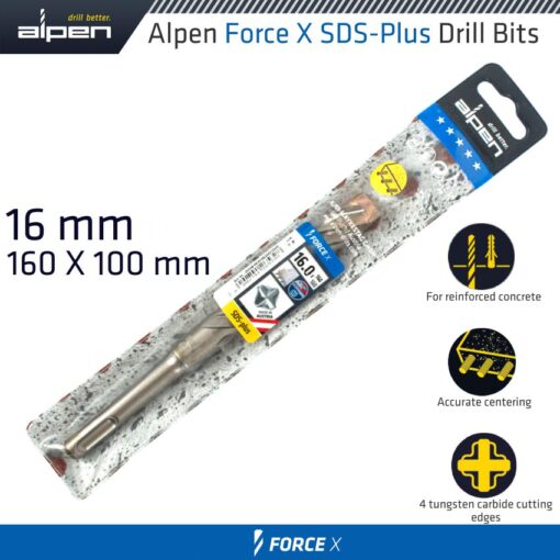 Force x 16.0 x160/100  sds-plus drill bit x4 cutting edges