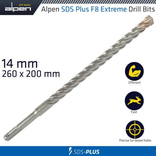 Sds plus f8 extreme 260 x 200  14mm hammer bit