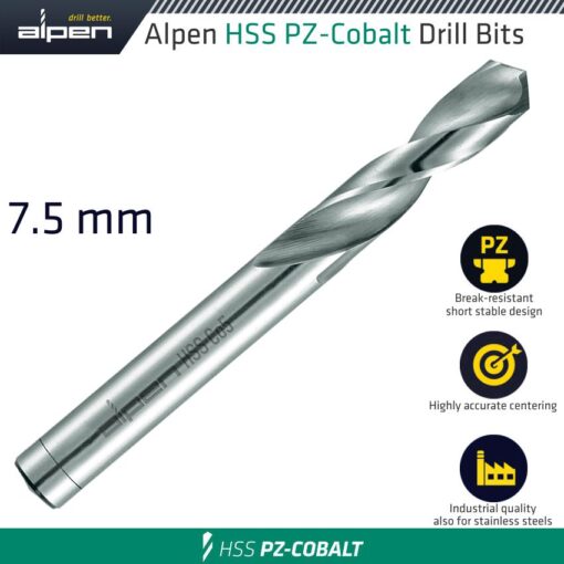 Alpen cobalt drill short bulk 7.50mm