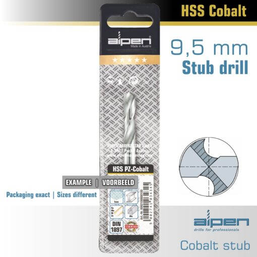 Cobalt drill bit short pouch 9.5mm