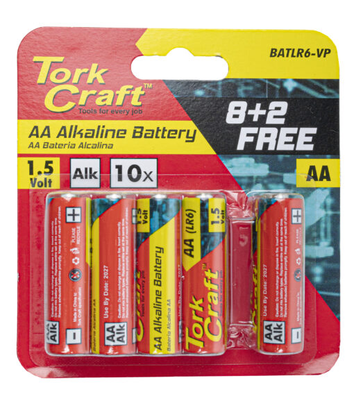 Battery aa 1.5v value pack 10 pack 8 + 2 free carded alkaline