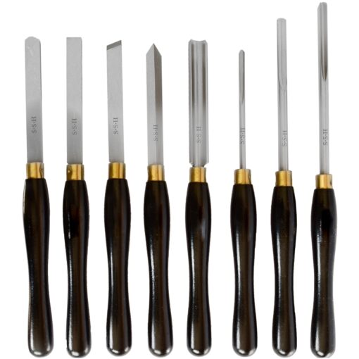 Chisel set wood turning hss 8 piece wooden case