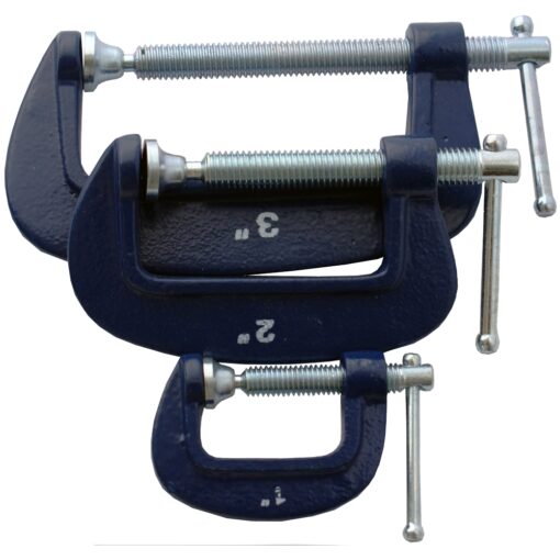 Clamp g 3 piece 25 50 & 75 mm set 1 2 & 3' kit