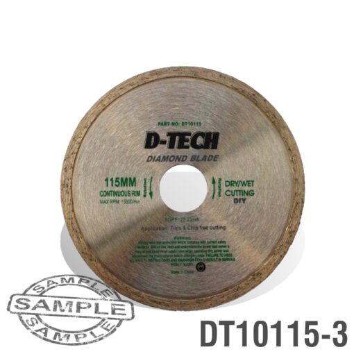 Diamond blade continuous rim 115 x 22.23mm tiles