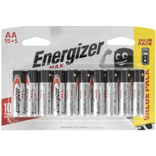 Energizer max: aa - 15+5 free pack (moq 10)