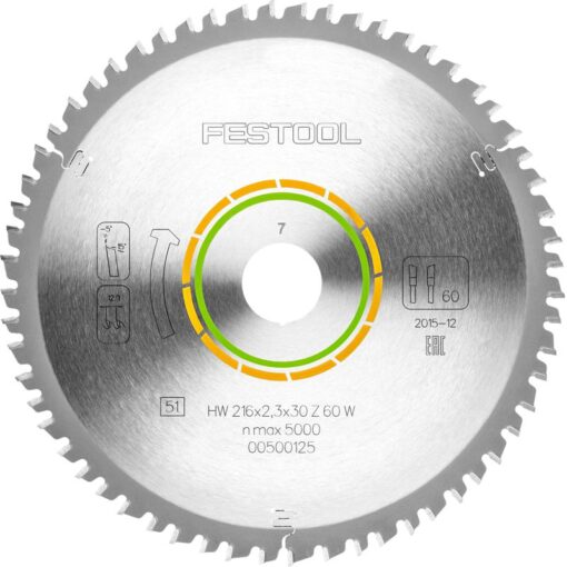 Festool fine tooth saw blade 216x2,3x30 w60 500125