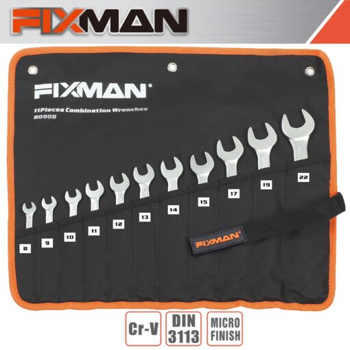 Fixman 11pcs combination spanner set 8-9-10-11-12-13-14-15-17-19-22