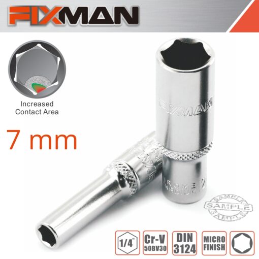 Fixman 1/4' dr deep socket 7mm
