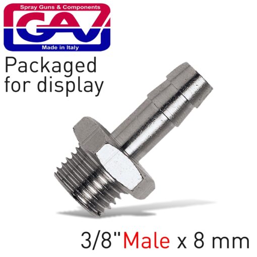 Hose adaptor 3/8'm x 8mm packaged