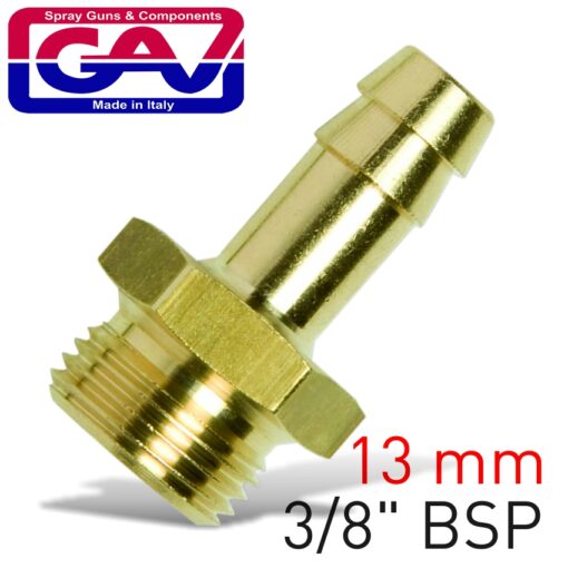 Hose tail brass 3-8 mx13mm