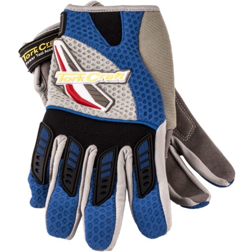 Mechanics glove 2xl synthetic leather palm air mesh back blue