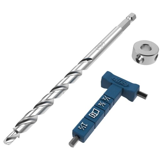 Easy-set micro-pocket drill bit with stop collar & gauge/hex wrench