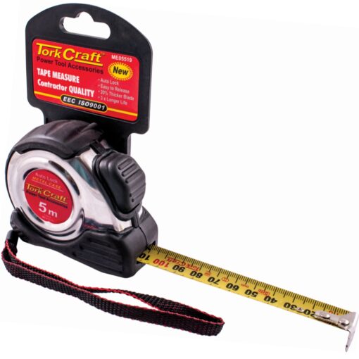 Measuring tape self lock 5m x 19mm s/s & rubber casing matt finish