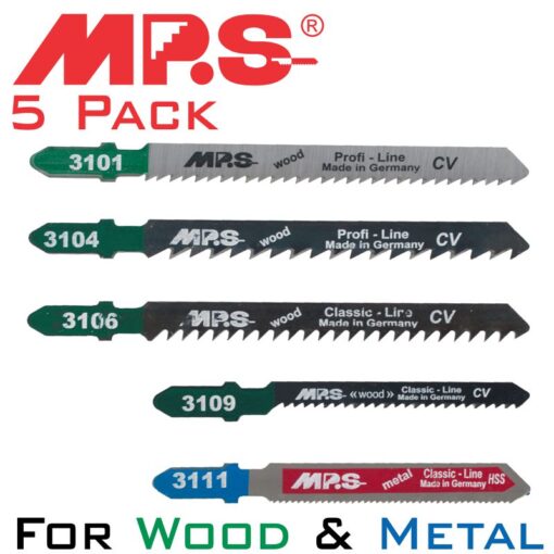 Jigsaw blade set 5piece t-shank